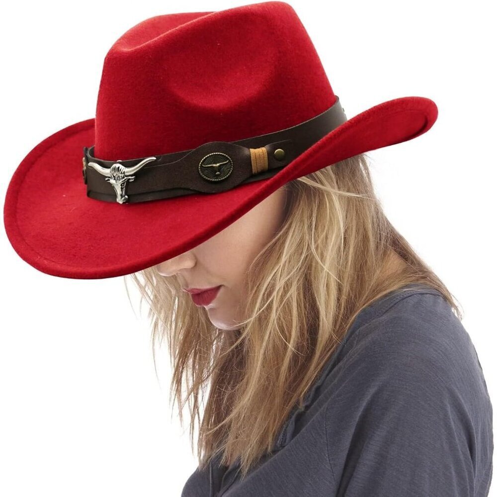 Cowgirl Hat Western Cowboy Faux Leather Wide Belt Western Fashion for Women